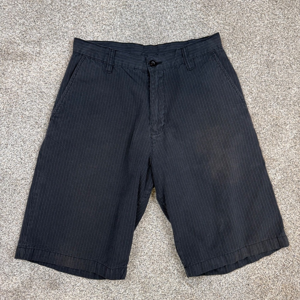 Burnside Mens Pinstripe‎ Flat Front Shorts Black Grey Size 30 Casual Skate